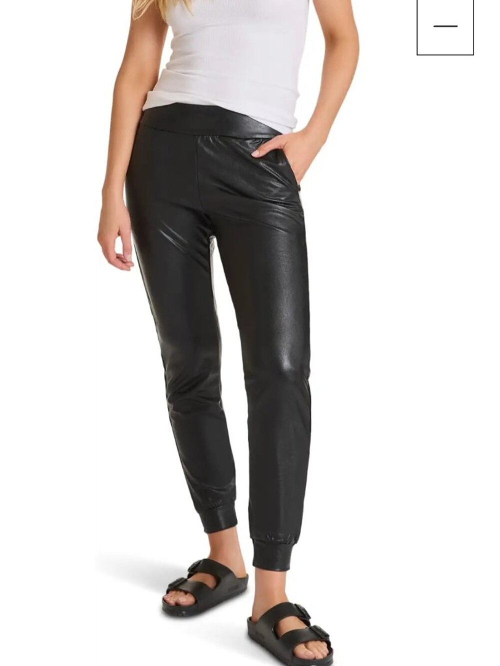Edgy Date Night Fun Commando Black Faux Leather Joggers GUC Size Medium